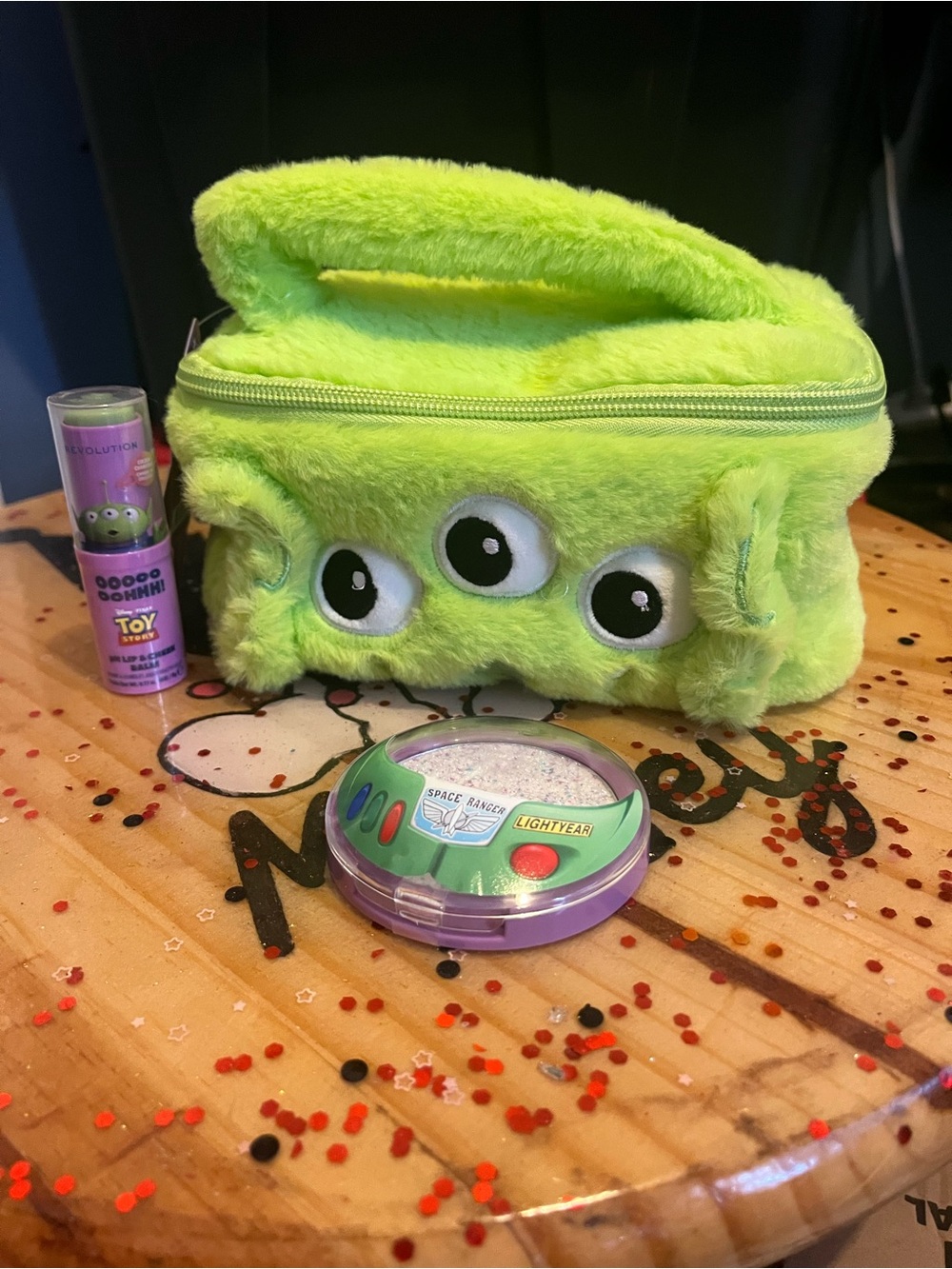 NWT Revolution X Toy Story Alien Cosmetic Case, PH Lip & Cheek Balm Highlighter